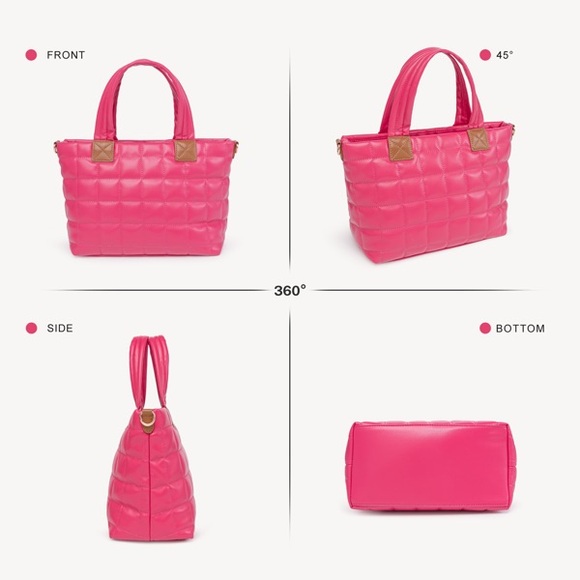 Women’s Stylish Pink Quilted Tote Bag - Picture 6 of 6
